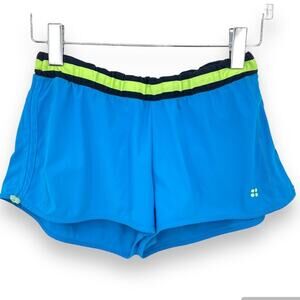 Sweaty Betty blue green athletic shorts built in brief adjustable sides small